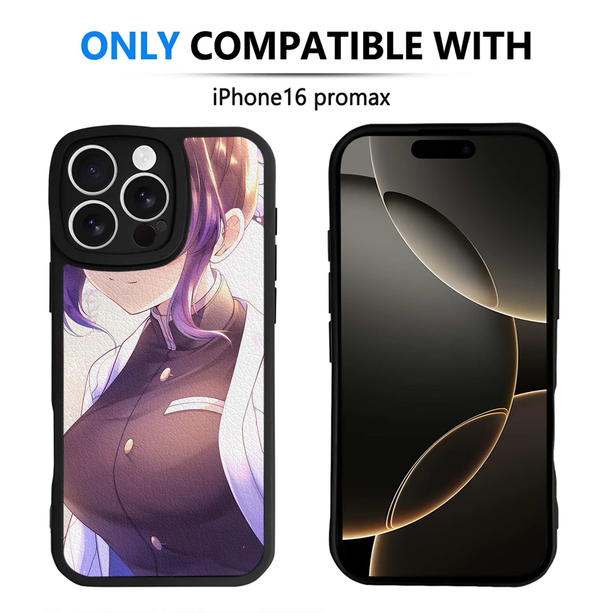 （画像用） 鬼滅の刃（きめつのやいば）蟲柱-胡蝶 しのぶ／こちょう しのぶ Kochou Shinobu 【iPhone 16シリーズ対応】シリコンスマホケース（レザー調） 材質：シリコン